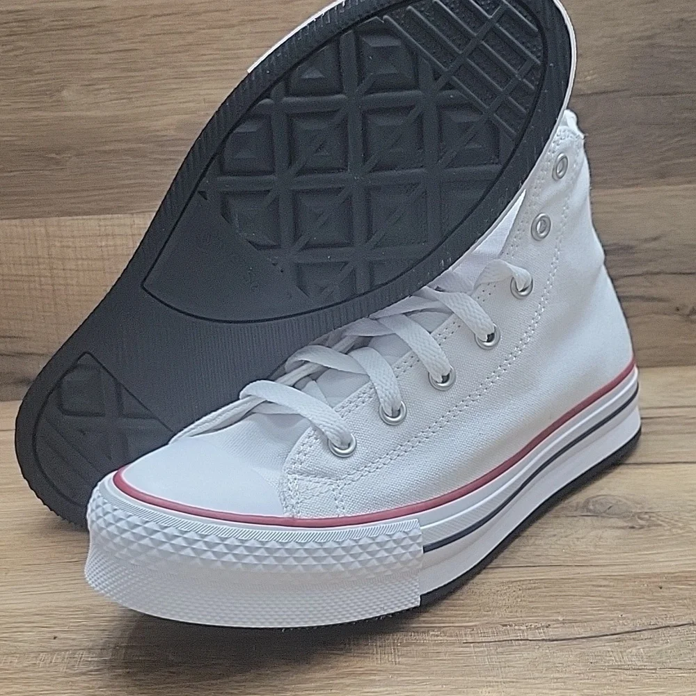 Converse White Sneakers with Blue Star Logo